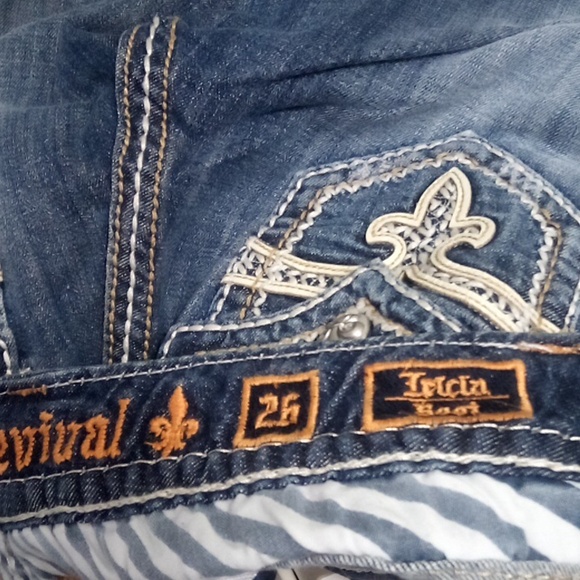 Rock Revival NWT Women's 26 Bootcut Tricia Embellished Faux Leather Flap Pockets - Picture 6 of 11